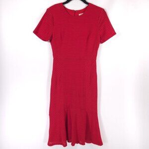 Anthropologie Hutch Rowan Red Ribbed Knit Flounced Hem‎ MADE IN USA Dress XS/P